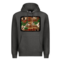 Charcoal Heather christmas buffalo plaid cowhide background Premium Hoodie - Jasminsmagicworld