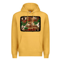 Mustard christmas buffalo plaid cowhide background Premium Hoodie - Jasminsmagicworld