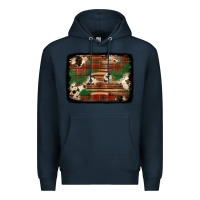 Navy christmas buffalo plaid cowhide background Premium Hoodie - Jasminsmagicworld