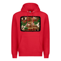Red christmas buffalo plaid cowhide background Premium Hoodie - Jasminsmagicworld