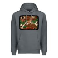 Rock christmas buffalo plaid cowhide background Premium Hoodie - Jasminsmagicworld