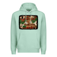 Seafoam christmas buffalo plaid cowhide background Premium Hoodie - Jasminsmagicworld
