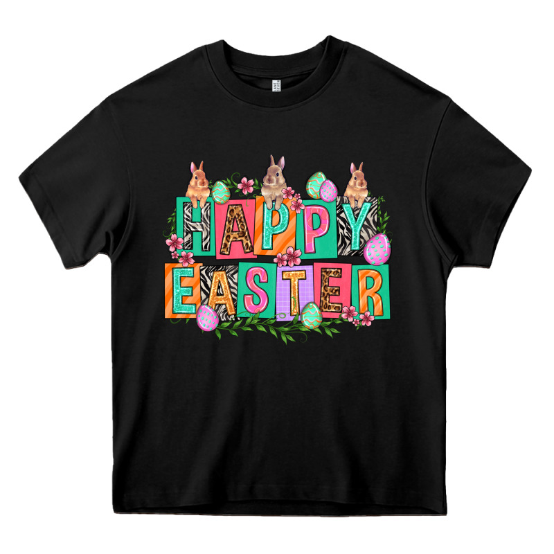 Happy Easter With Plate Letters Easter Day Heavy Core Tee by HowdyJamesFarm | Teevron