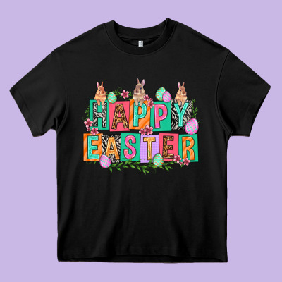Happy Easter With Plate Letters Easter Day Heavy Core Tee Designed By Howdyjamesfarm
