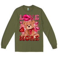 Army Green love more with toy bear Long Sleeve Tee - FaDigitalArtStudio