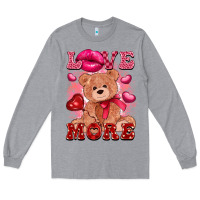 Heather Grey love more with toy bear Long Sleeve Tee - FaDigitalArtStudio