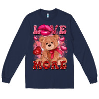Navy love more with toy bear Long Sleeve Tee - FaDigitalArtStudio