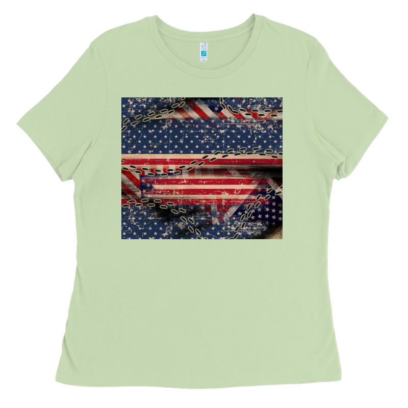 American Flag Stitches Ladies Tee by CowGirlArtShop | Teevron