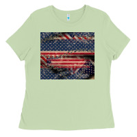 Matcha American flag stitches Ladies Tee - CowGirlArtShop