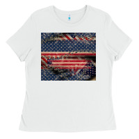 White American flag stitches Ladies Tee - CowGirlArtShop