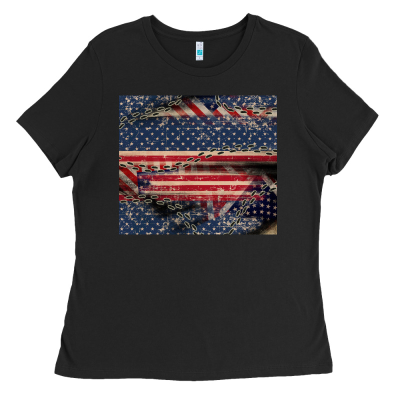 American Flag Stitches Ladies Tee by CowGirlArtShop | Teevron