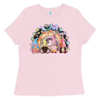 Bubblegum Pink Easter Day rainbow gnomes Ladies Tee - CowGirlArtShop