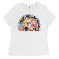 White Easter Day rainbow gnomes Ladies Tee - CowGirlArtShop