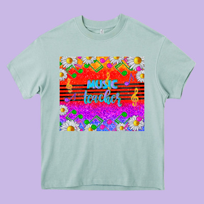 Rainbow Music Teacher Heavy Core Tee Designed By Tumblerdesignbyshophia