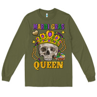 Army Green skull mardi gras queen Long Sleeve Tee - FaDigitalArtStudio