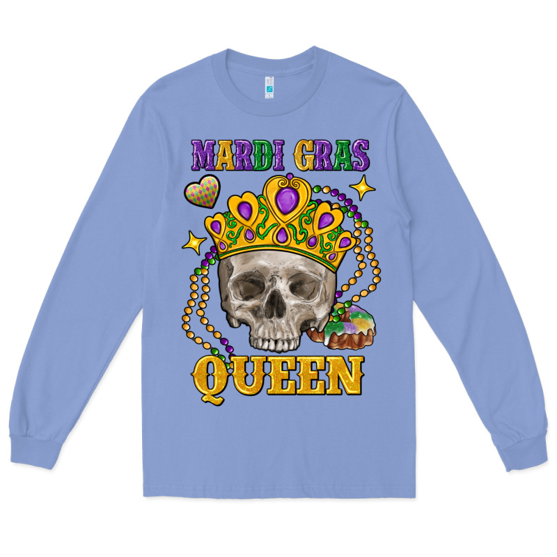 Skull Mardi Gras Queen Long Sleeve Tee by FaDigitalArtStudio | Teevron