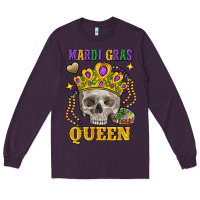 Plum skull mardi gras queen Long Sleeve Tee - FaDigitalArtStudio