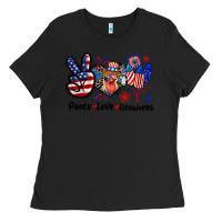 Black Peace love fireworks 4th of july Ladies Tee - CowGirlArtShop
