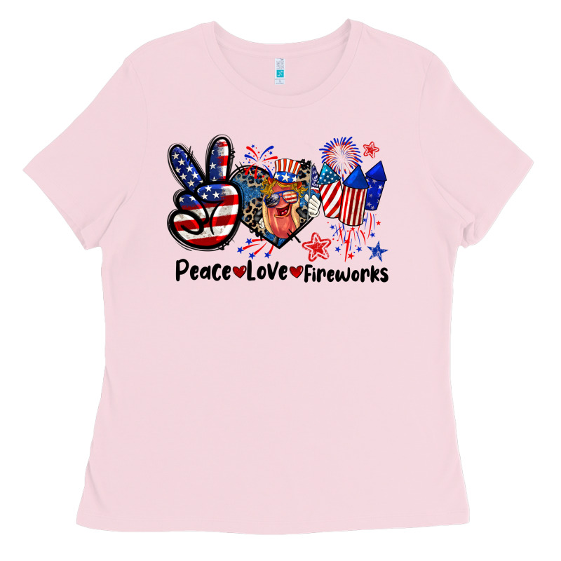 Peace Love Fireworks 4th Of July Ladies Tee by CowGirlArtShop | Teevron