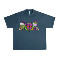 Midnight Navy Halloween Coffee Cups Urban Heavy Tee - FaDigitalArtStudio
