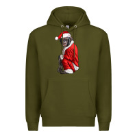 Army Green Chimpanzee With Santa Clothes Premium Hoodie - LillyAllenDesigns
