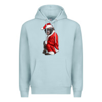 Blue Mist Chimpanzee With Santa Clothes Premium Hoodie - LillyAllenDesigns
