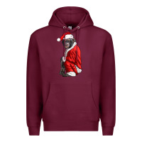 Burgundy Chimpanzee With Santa Clothes Premium Hoodie - LillyAllenDesigns