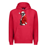 Cardinal Chimpanzee With Santa Clothes Premium Hoodie - LillyAllenDesigns