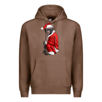 Chestnut Chimpanzee With Santa Clothes Premium Hoodie - LillyAllenDesigns