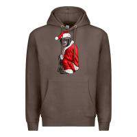 Coffee Chimpanzee With Santa Clothes Premium Hoodie - LillyAllenDesigns