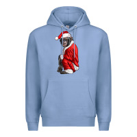 Colony Blue Chimpanzee With Santa Clothes Premium Hoodie - LillyAllenDesigns