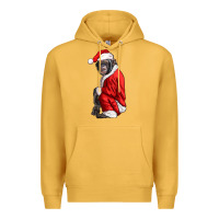 Mustard Chimpanzee With Santa Clothes Premium Hoodie - LillyAllenDesigns