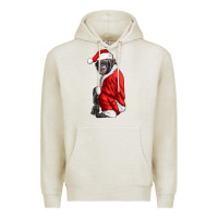 Oatmeal Heather Chimpanzee With Santa Clothes Premium Hoodie - LillyAllenDesigns