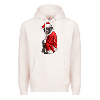 Pale Pink Chimpanzee With Santa Clothes Premium Hoodie - LillyAllenDesigns