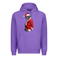 Purple Chimpanzee With Santa Clothes Premium Hoodie - LillyAllenDesigns
