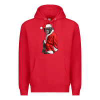 Red Chimpanzee With Santa Clothes Premium Hoodie - LillyAllenDesigns