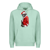 Seafoam Chimpanzee With Santa Clothes Premium Hoodie - LillyAllenDesigns
