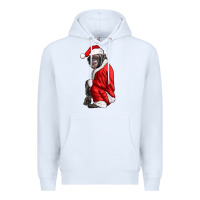 White Chimpanzee With Santa Clothes Premium Hoodie - LillyAllenDesigns