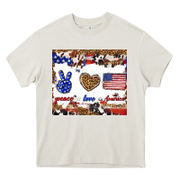 Cream peace love america Heavy Core Tee - TumblerDesignByShophia