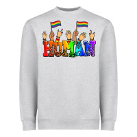 Heather Grey human with hands and pride flags Heavyweight Sweatshirt - AdoDesignShop