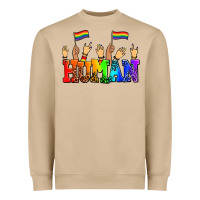 Mushroom human with hands and pride flags Heavyweight Sweatshirt - AdoDesignShop
