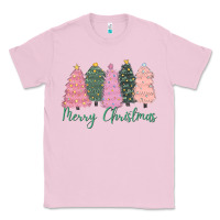 Bubblegum Pink merry christmas trees Classic Tee - CowGirlArtShop
