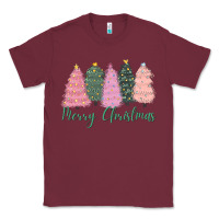 Burgundy merry christmas trees Classic Tee - CowGirlArtShop