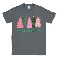 Charcoal Heather merry christmas trees Classic Tee - CowGirlArtShop