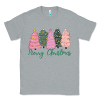 Heather Grey merry christmas trees Classic Tee - CowGirlArtShop