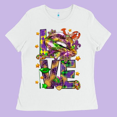 Mardi Gras Love Lips Ladies Tee Designed By Howdyjamesfarm