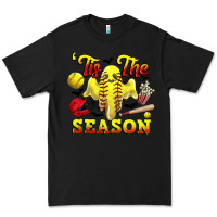 Black tis the season softball halloween Premium Tee - CowGirlArtShop
