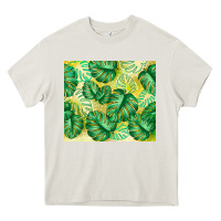 Cream monstera leaf Heavy Core Tee - TumblerDesignByShophia