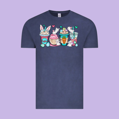 Easter Bunnies Coffee Cups Vintage Tee Designed By Oliviacreatesart