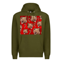 Army Green Yorkshire Pig And Candy Cane Premium Hoodie - LillyAllenDesigns